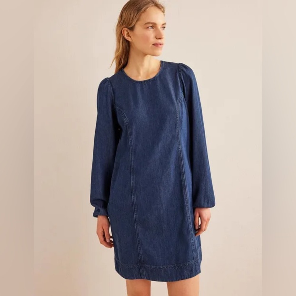 BODEN Denim Blouson Shift Dress